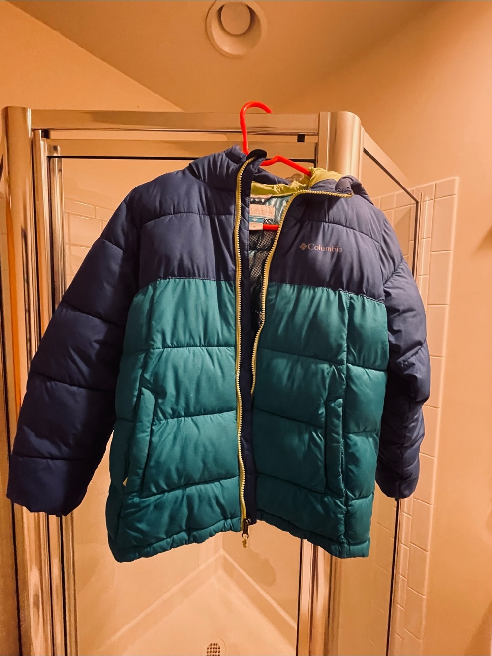 Reebok Teal and Lime Kids' Hooded Rain Jacket